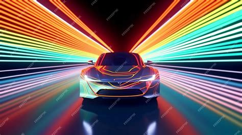 Premium AI Image | 3D Electric Car Racing Through a Colourful Tunnel at High Speed transparent ...