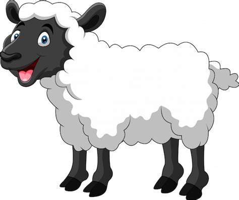 Un Sourire Mignon De Mouton De Dessin Animé | Vecteur Premium