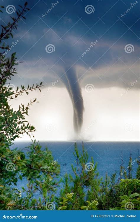 Tornado over the sea stock image. Image of damage, touchdown - 42952251