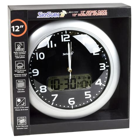 Skyscan 2701B 12” Atomic Wall Clock with Digital and Analog Displayy 12 ...