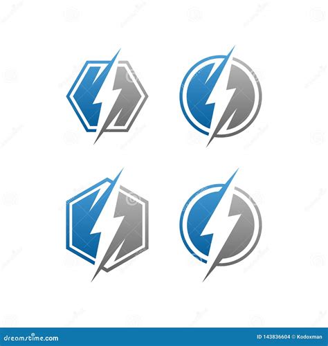 Modern Electrical Blue Lightning Bolt Logo Icon Set Stock Vector - Illustration of isolated ...