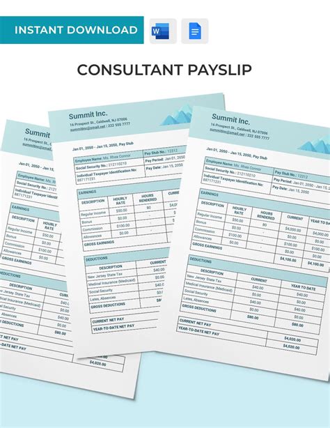 Basic Payslip Template in Word, Google Docs, Pages - Download ...