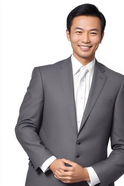 Premium Photo | Photo handsome and friendly asian business man smile in formal suit on white ...