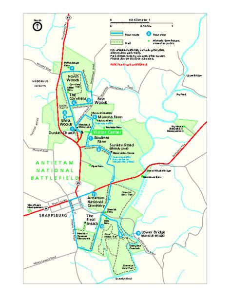 Antietam National Battlefield Official Map - Antietam National Battlefield • mappery