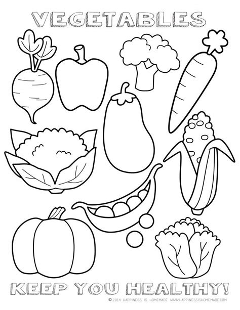 Healthy Vegetables Coloring Page Sheet | Alimentos para colorear, Alimentación saludable para ...