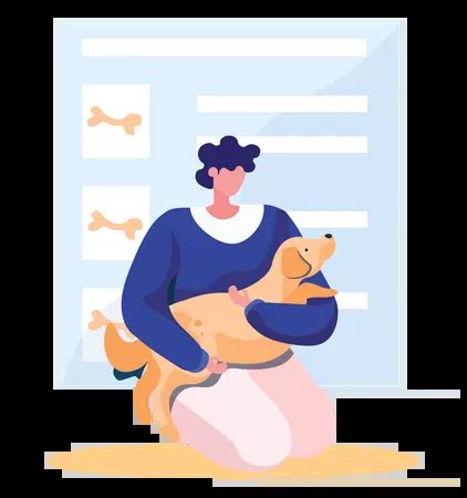 Best Man Hugging Dog Illustration download in PNG & Vector format