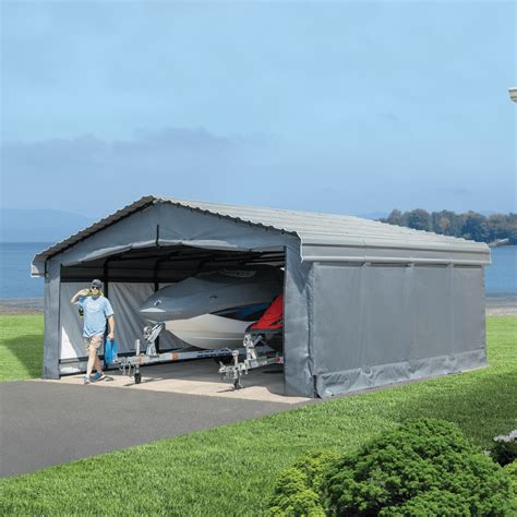 Arrow Carport Enclosure Kit 20 ft. x 20 ft. in Grey *carport not ...