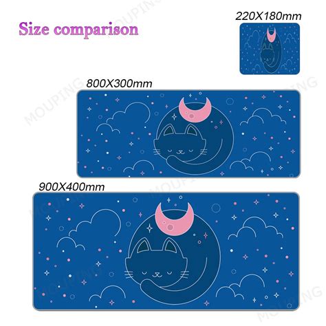 Kawaii Cat Mouse Pad Pink 90x40 Black and White with Cats Desk Mat Catpaw Mousepad Large ...