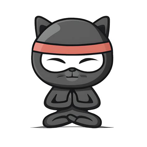 Cute Ninja Cat Meditating Cartoon · Creative Fabrica