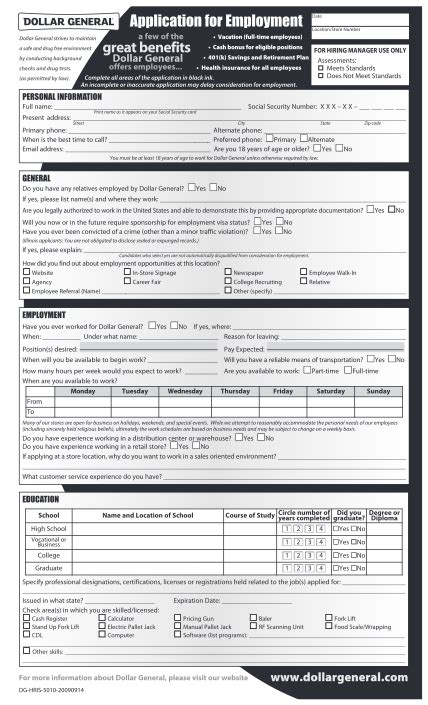 21 Dollar Tree Employment Application Form page 2 - Free to Edit ...