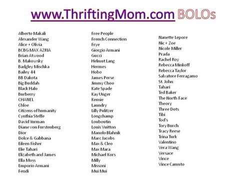 Brands I look for when I am out thrifting BOLO – Be on the look out! | Thrifting Mom | Shop name ...