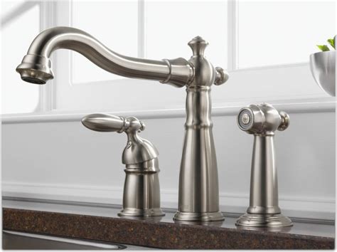 Delta 155-SS-DST Victorian Single-Handle Widespread Kitchen Faucet with Matching Side Sprayer ...