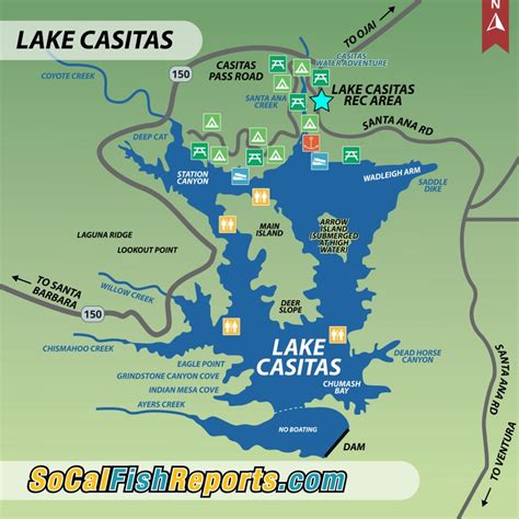 Lake Casitas - Ventura, CA - Fish Reports & Map