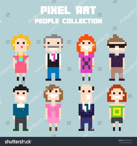 Set Pixel Art People Collection Vector Stock Vector (Royalty Free ...