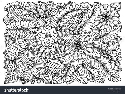 Flowers Black White Doodle Art Coloring Stock Vector (Royalty Free) 418886620 | Shutterstock