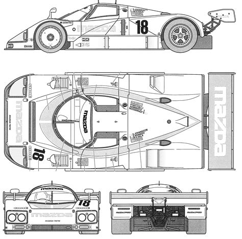 Mazda 787B Blueprint - Download free blueprint for 3D modeling