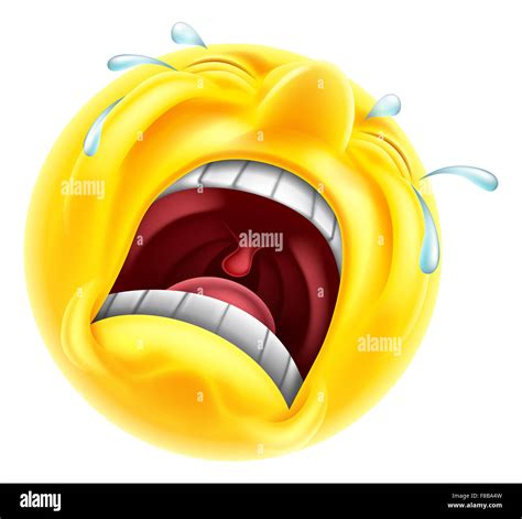 A very upset sad crying emoji emoticon smiley face character with tears shooting out Stock Photo ...