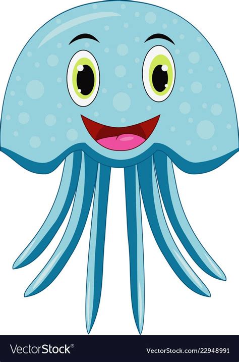 Cute jellyfish cartoon Royalty Free Vector Image | Jellyfish ...