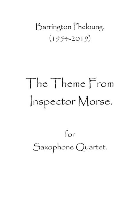 Inspector Morse (arr. Spence Bundy) Sheet Music | Barrington Pheloung | Woodwind Ensemble