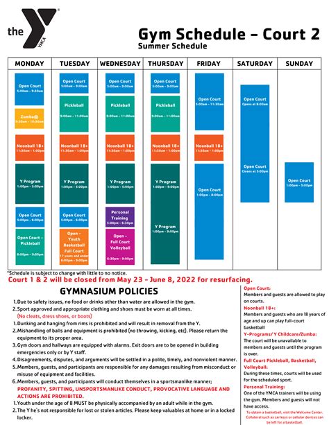 Facility Schedule :: YMCA San Angelo