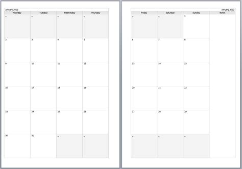 Free Two Page Blank Printable Calendar | Calendar Template Printable