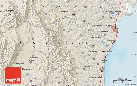 Shaded Relief Map of Timaru