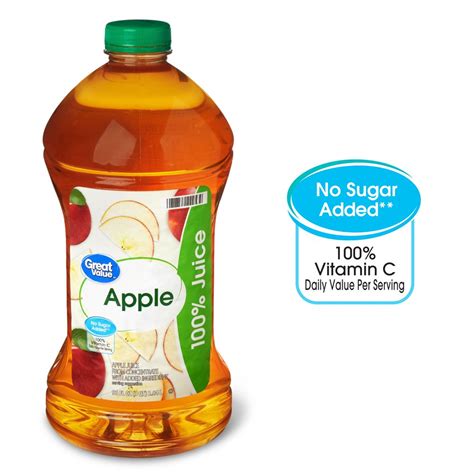 Great Value 100% Apple Juice, 96 Fl. Oz. - Walmart.com - Walmart.com