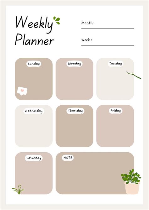 Cute Weekly Homework Planner Template