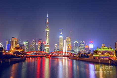 Shanghai Garden Bridge skyline at night Photograph by PuiYuen Ng