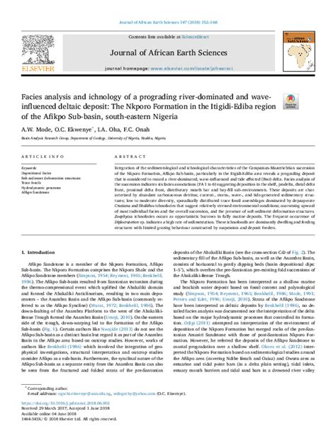 (PDF) Sedimentological and Ichnological Analysis of Nkporo Formation