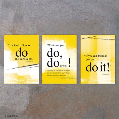 SET of 3 Motivational Posters. Walt Disney You Can Do It Quote Poster. Office Wall Decor ...