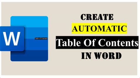 How to Create Automatic Table of Contents in Word | Automatic ...