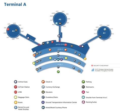 Newark Liberty Airport Map (EWR) - Printable Terminal Maps, Shops, Food ...