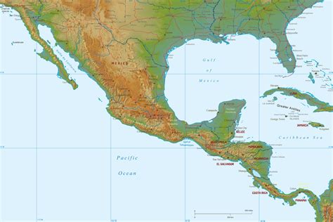 Central America Caribbean Physical Classroom Map From Academia Maps Images