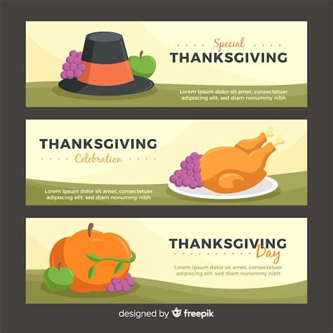 Free Vector | Thanksgiving day banner set