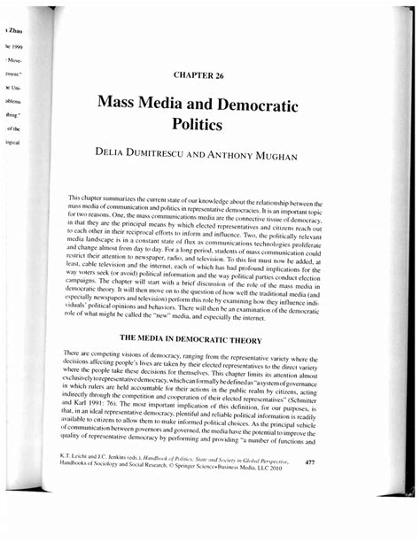 (PDF) Mass Media and Democratic Politics