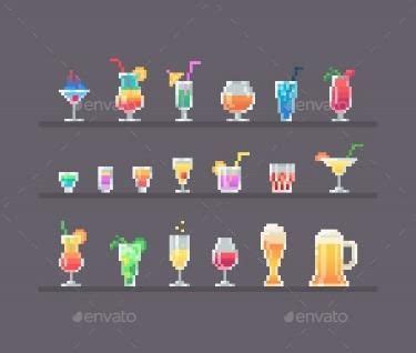 Pixel Art Drinks Set