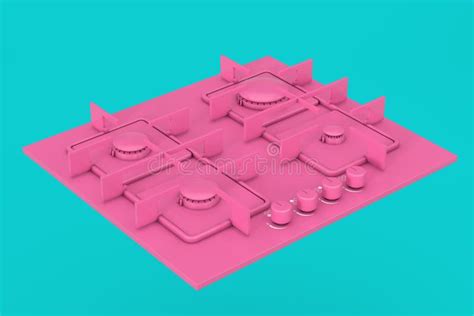 Pink Modern Kitchen Gas Stove in Duotone Style. 3d Rendering Stock ...