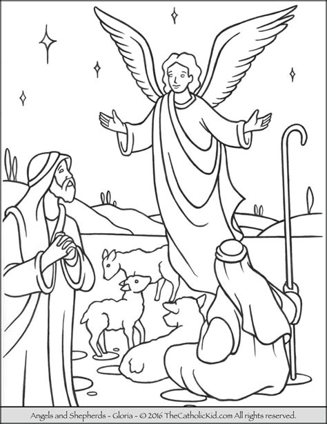 Angels Shepherds Gloria Coloring Page - TheCahtolicKid