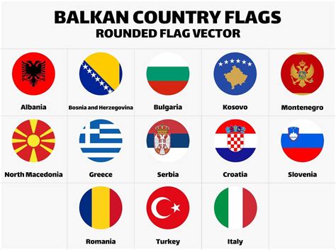 Balkan Country Flags Flat rounded 7447200 Vector Art at Vecteezy