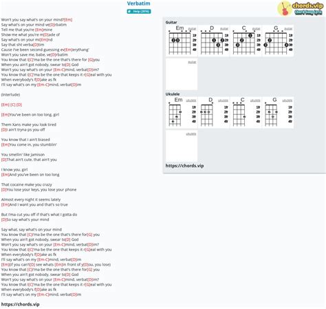 Chord: Verbatim - blackbear,Blackbear - tab, song lyric, sheet, guitar ...