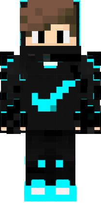 an image of a pixel art character in black with blue accents on his ...