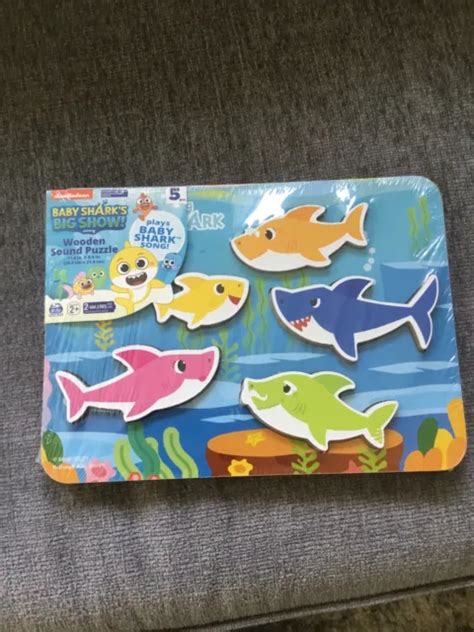 BABY SHARK WOODEN Puzzle 5 Pieces Plays DOO DOO Song Pinkfong Wood NEW SEALED $9.99 - PicClick