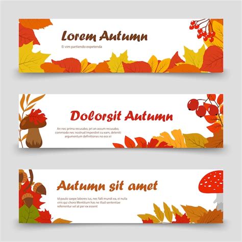 Premium Vector | October banners. autumn leaves horizontal banner set