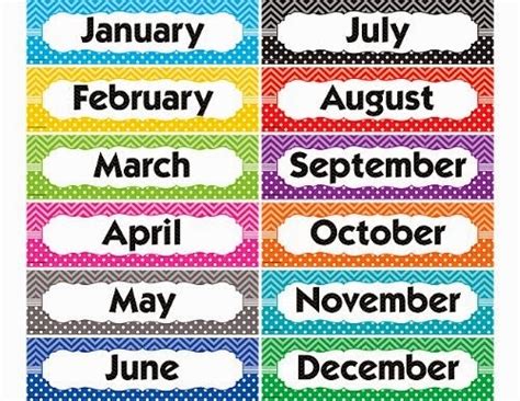 Colorful Months of the Year Labels