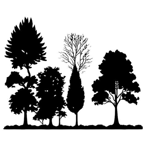 Premium Vector | Group of trees silhouette Tree silhouette vector