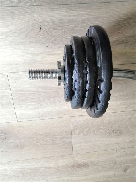 28kg Weight Plates + Barbell Or EZ Bar Set