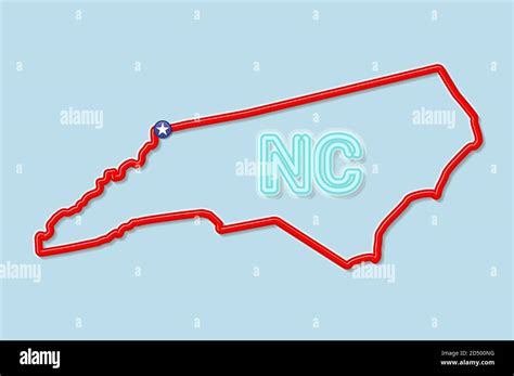 North Carolina US state bold outline map. Vector illustration Stock ...