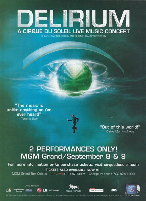 IT'S PURE ENTERTAINMENT..: CIRQUE DU SOLEIL .. DELIRIUM .. MGM GRAND ...