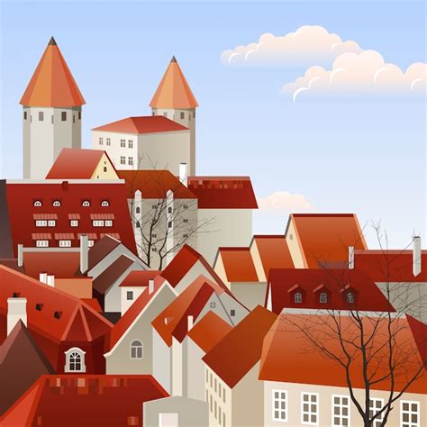 Premium Vector | Small town landscape